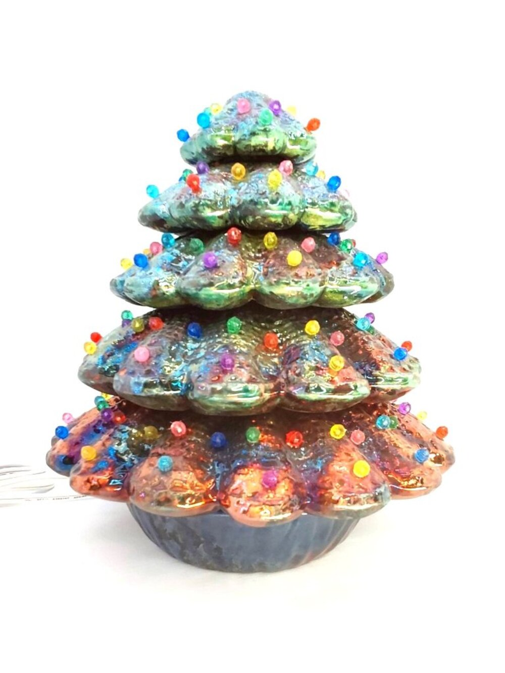 Handmade RAKU Ceramic Christmas Tree With Doily Design - Vintage Mold